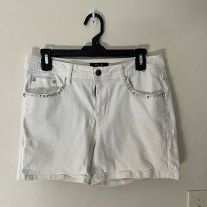 White Bedazzled Jean Shorts Size 10